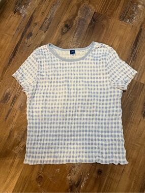 Old Navy Blue and White Check Short Sleeve Tee - Kids